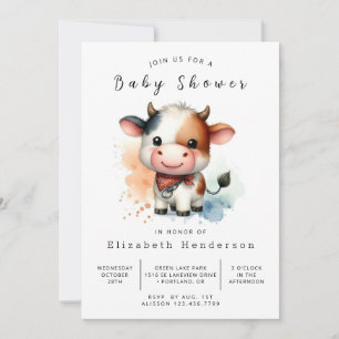 Invitation Baby shower de vache simple et élégant personnalis