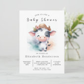 Invitation Baby shower de vache simple et modifiable (Debout devant)