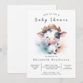 Invitation Baby shower de vache simple et modifiable (Devant / Derrière)