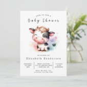 Invitation Baby shower de vache simple rustique bohémien (Debout devant)