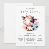 Invitation Baby shower de vache simple rustique bohémien (Devant / Derrière)