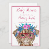 Invitation Baby shower de vache, Vache de Highland (Devant / Derrière)