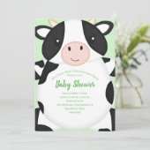 Invitation Baby shower de vache vert (Debout devant)