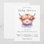 Invitation Baby shower de vache Whimsy Grace (Devant / Derrière)