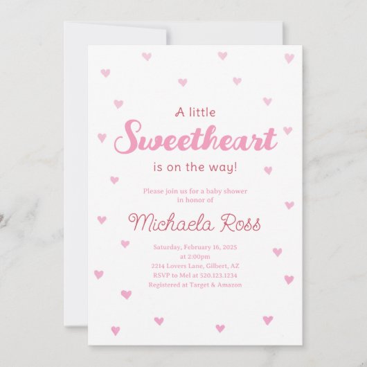 Invitation Baby shower de Valentines amoureuses (Devant)