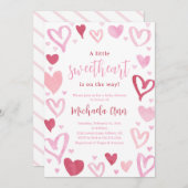 Invitation Baby shower de Valentines amoureuses (Devant / Derrière)