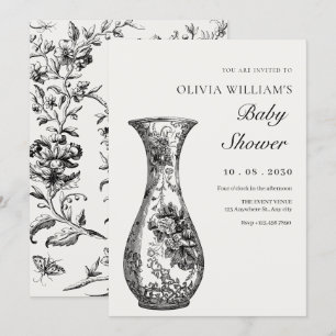 Invitation baby shower de vase antique vintage