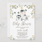 Invitation Baby shower de veau de vache Fleur sauvage jaune (Devant)