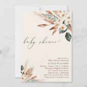 Invitation Baby shower de végétation fleurie séchée de Bohême (Devant)