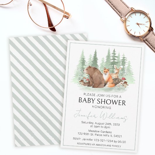Invitation baby shower de végétation forestière