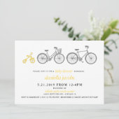 Invitation Baby shower de vélo jaune (Debout devant)