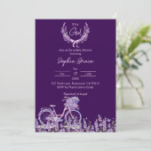 Invitation Baby shower de vélos à lavande fleurie violet (Debout devant)