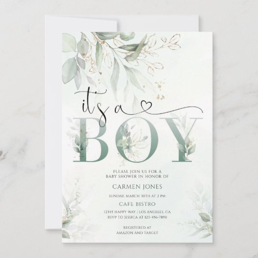 Invitation Baby Shower de Verdure (Devant)