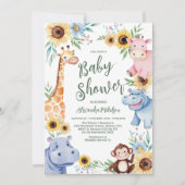 Invitation Baby shower de verdure animal de Safari mignonne (Devant)