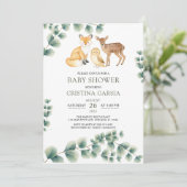Invitation Baby shower de verdure animale boisée (Debout devant)