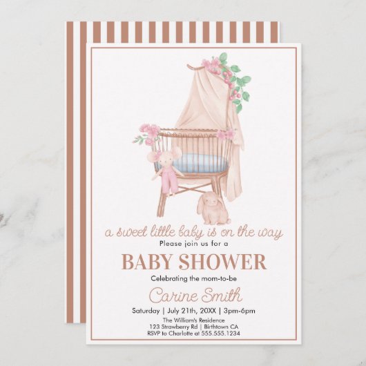 Invitation Baby shower de verdure Boho neutre pour les femmes (Devant / Derrière)