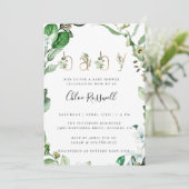 Invitation Baby shower de verdure botanique luxuri (Debout devant)