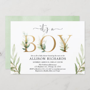 Invitation Baby shower de verdure c'est un feuillage d'or