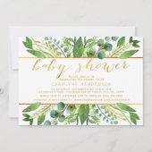 Invitation Baby shower de verdure chic et d'huile d'or neutre (Devant)