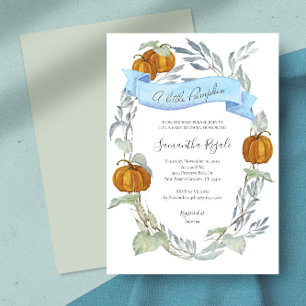 Invitation Baby shower de verdure Citrouille Bleu automne