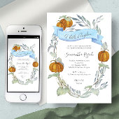 Invitation Baby shower de verdure Citrouille Bleu automne