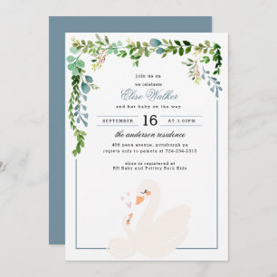 Invitation Baby shower de verdure dans le cygne