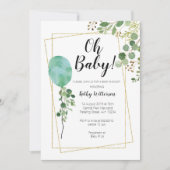 Invitation Baby shower de verdure d'aquarelle de ballon oh (Devant)