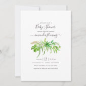 Invitation Baby shower de verdure de la forêt d'aquarelles (Devant)