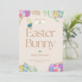 Invitation Baby shower de verdure de lapin de Pâques neutre p (Debout devant)