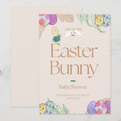 Invitation Baby shower de verdure de lapin de Pâques neutre p (Devant / Derrière)