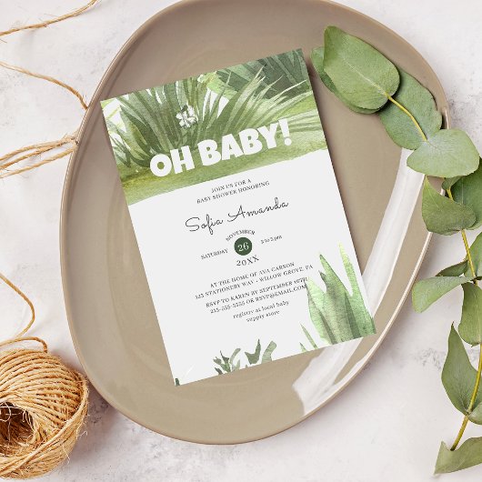 Invitation Baby shower de verdure de l'herbe boisée