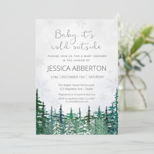 Invitation Baby shower de verdure de Noël (Debout devant)