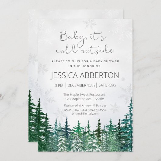 Invitation Baby shower de verdure de Noël (Devant / Derrière)