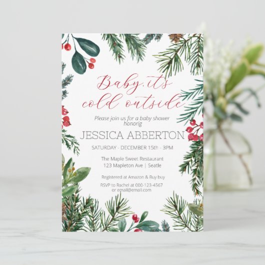 Invitation Baby shower de verdure de Noël (Debout devant)