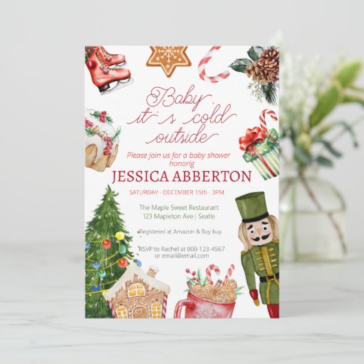 Invitation Baby shower de verdure de Noël (Debout devant)