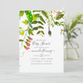 Invitation Baby shower de verdure de printemps aquarelle (Debout devant)