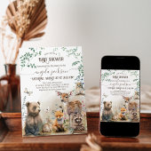 Invitation Baby shower de verdure des animaux des bois