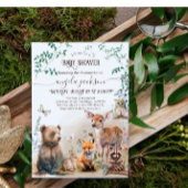 Invitation Baby shower de verdure des animaux des bois