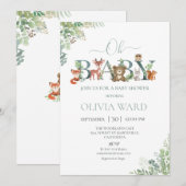 Invitation Baby shower de verdure des bois (Devant / Derrière)