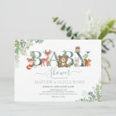 Invitation Baby shower de verdure des bois (Debout devant)