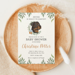 Invitation Baby shower de verdure du chien Rottweiler Boy Boh
