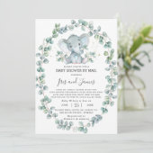 Invitation Baby shower de verdure Eléphant mignon par Mail Bo (Debout devant)