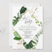 Invitation baby shower de verdure feuille de palmiers tropica (Devant)