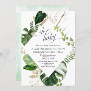 Invitation baby shower de verdure feuille de palmiers tropica