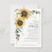 Invitation Baby shower de verdure fleuri de tournesol Eucalyp (Devant)