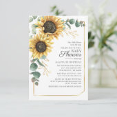 Invitation Baby shower de verdure fleuri de tournesol Eucalyp (Debout devant)