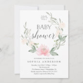 Invitation Baby shower de verdure fleuri Pastel Blush (Devant)