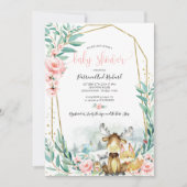 Invitation Baby shower de verdure fleurie de bois adorable (Devant)
