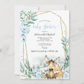Invitation Baby shower de verdure fleurie de bois adorable (Devant)