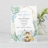 Invitation Baby shower de verdure fleurie de bois adorable (Debout devant)